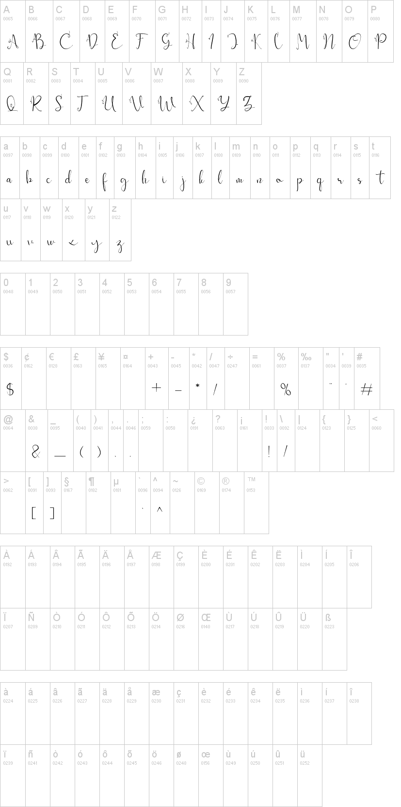 Sallea字符映射图