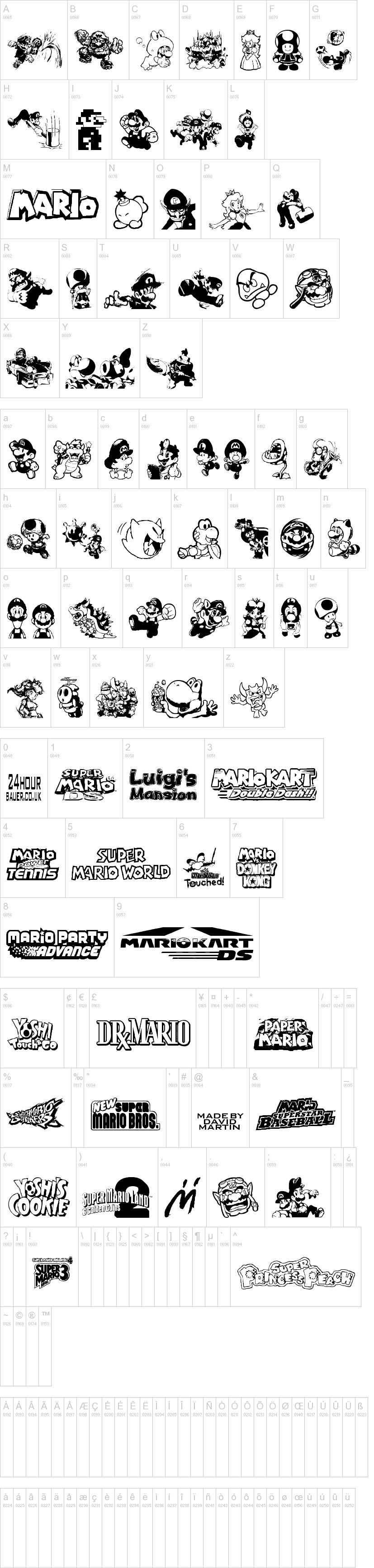 Mario and Luigi字符映射图