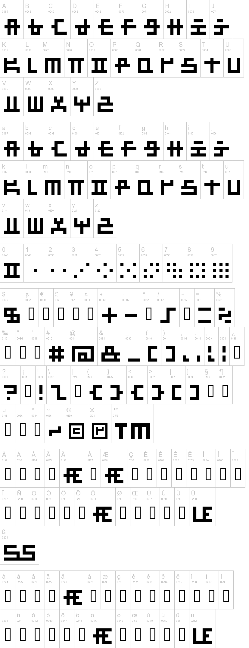 Mischstab Umbrella Patina字符映射图
