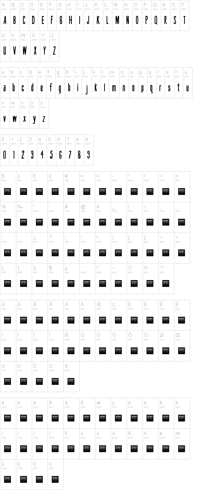 Hand Book字符映射图