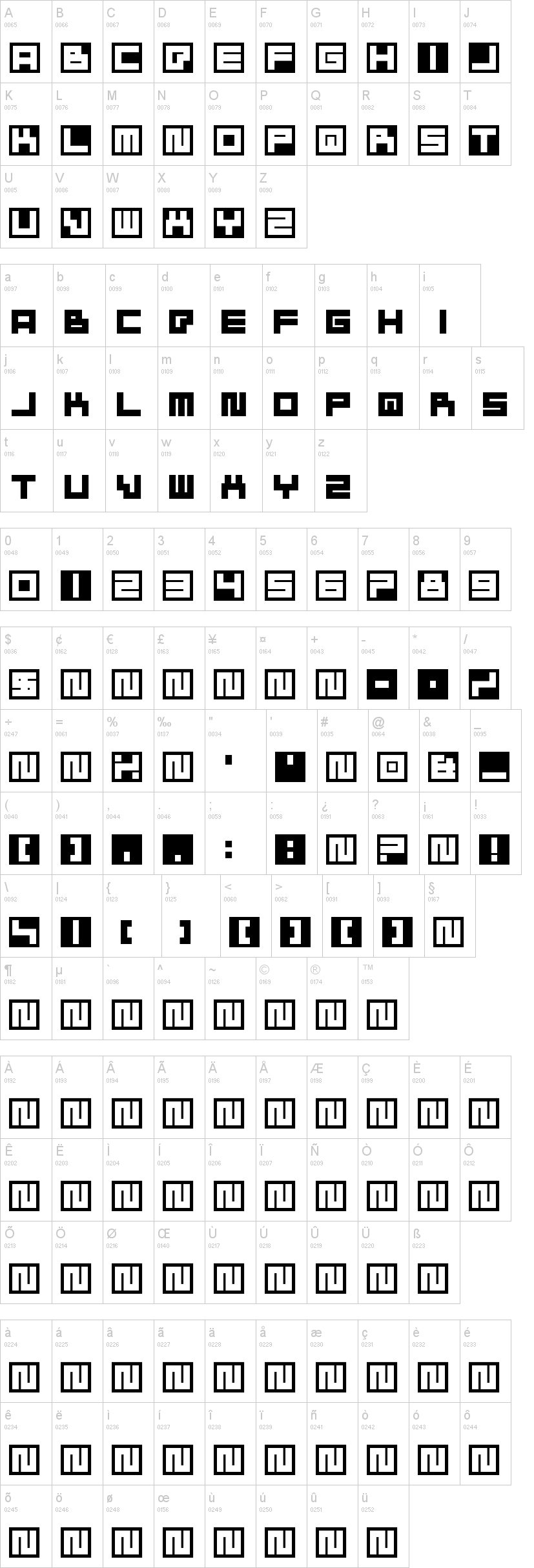 Bustin Jieber字符映射图