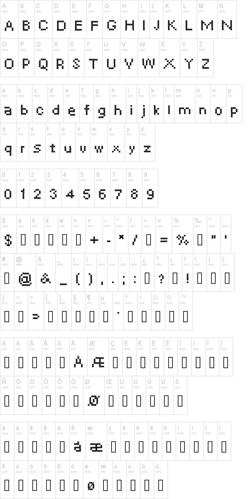 Cross Sew字符映射图