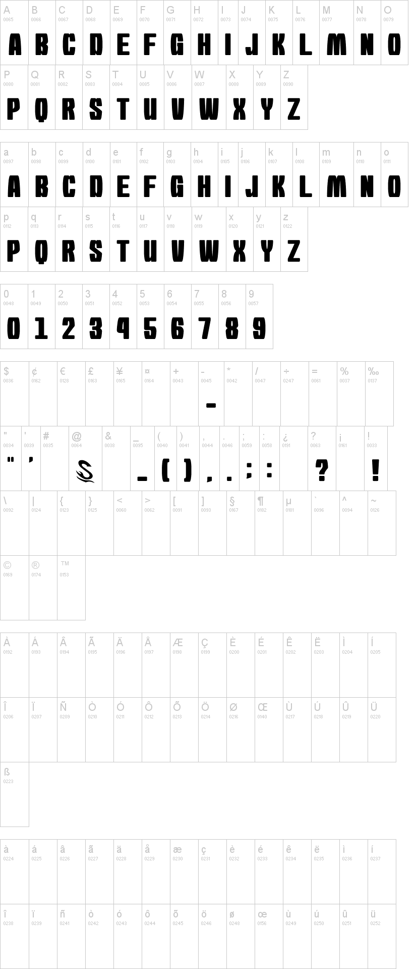 Morning Karashi字符映射图