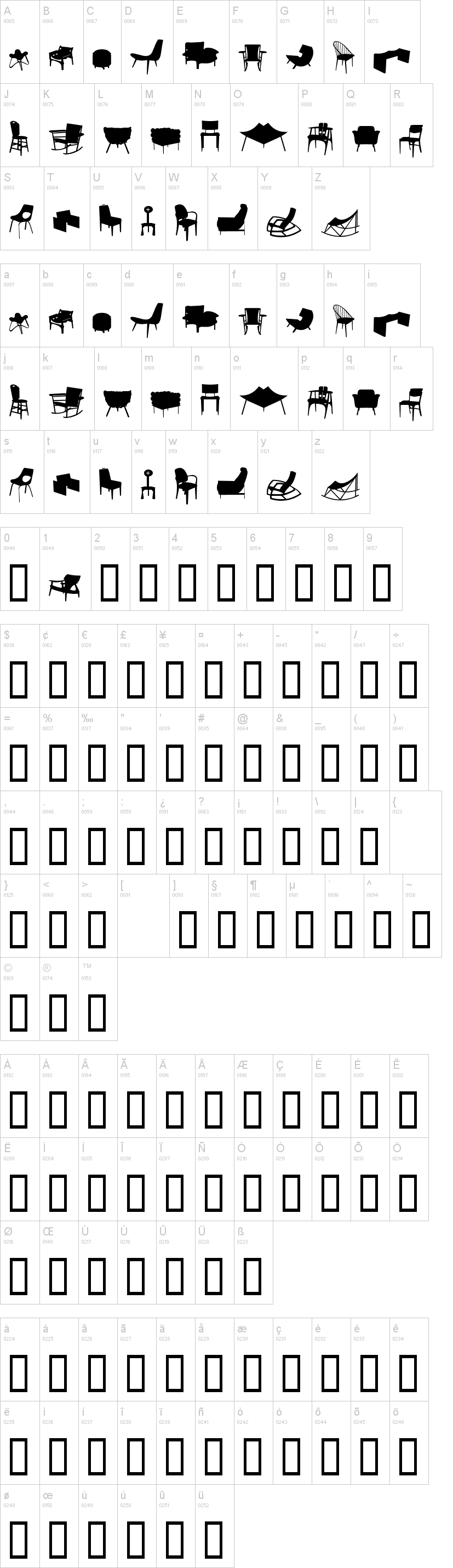 Cadeiras字符映射图