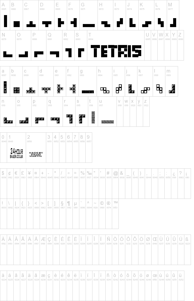 Tetris Blocks字符映射图