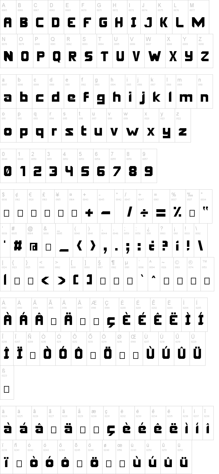 Oriema字符映射图