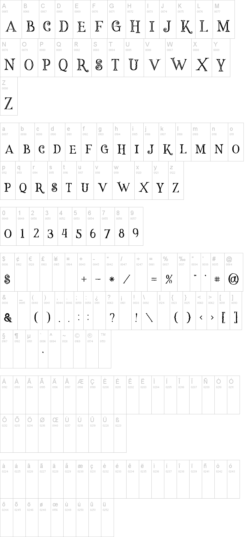 Hallowen字符映射图
