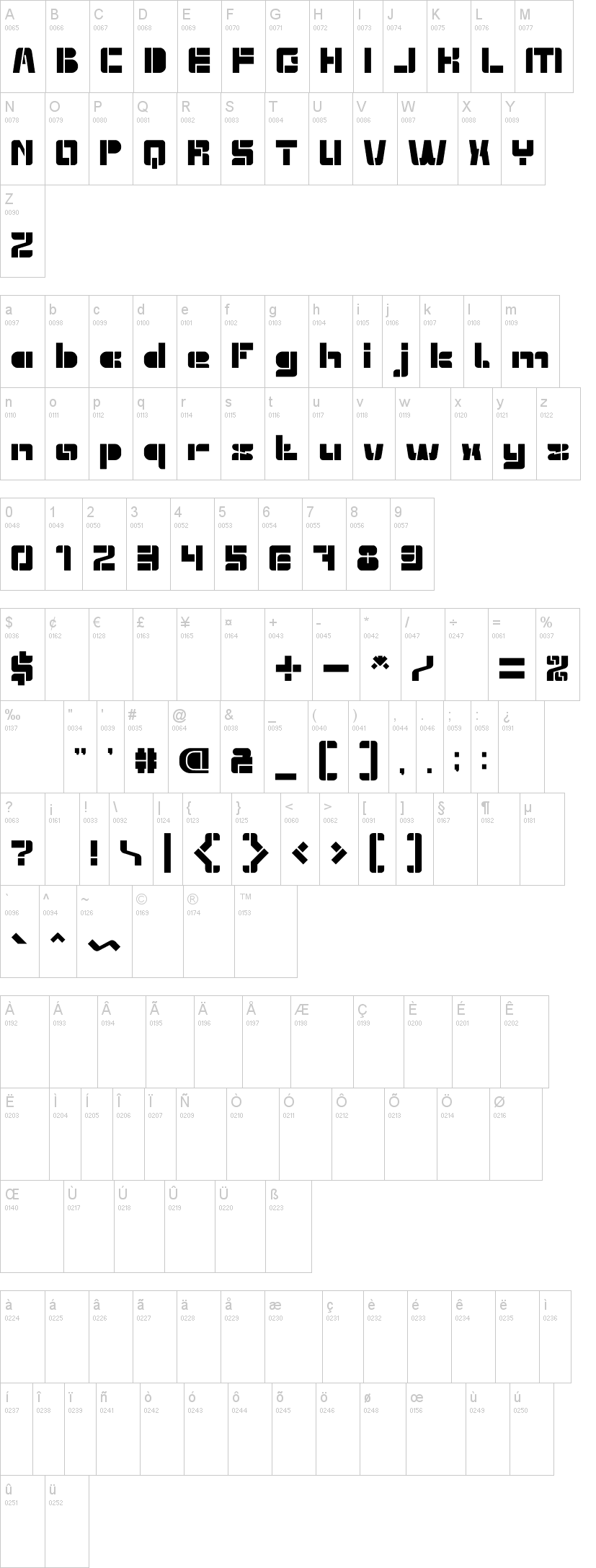 Extra Machine字符映射图