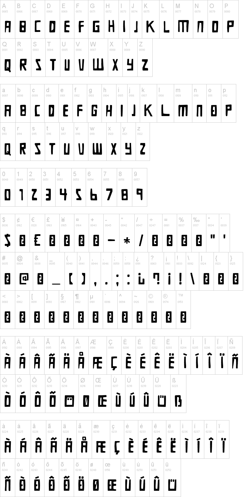 DK Die Bruecke字符映射图