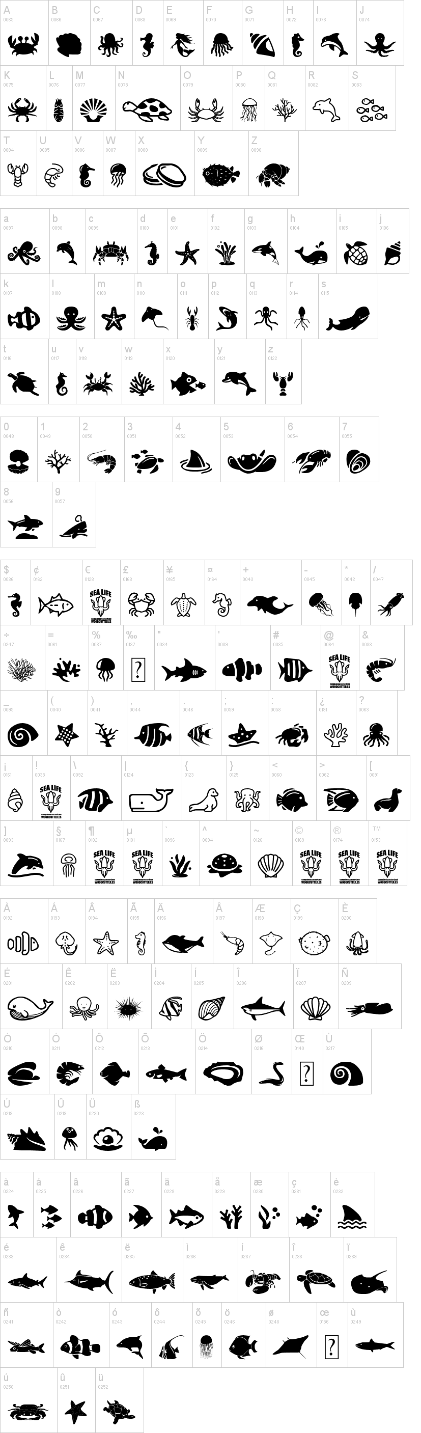 Sea Life字符映射图