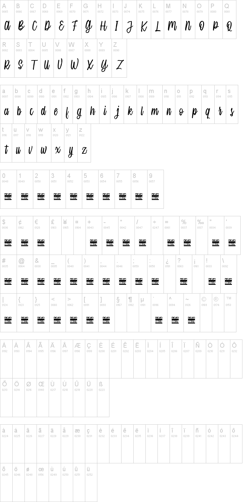 Single Brand字符映射图