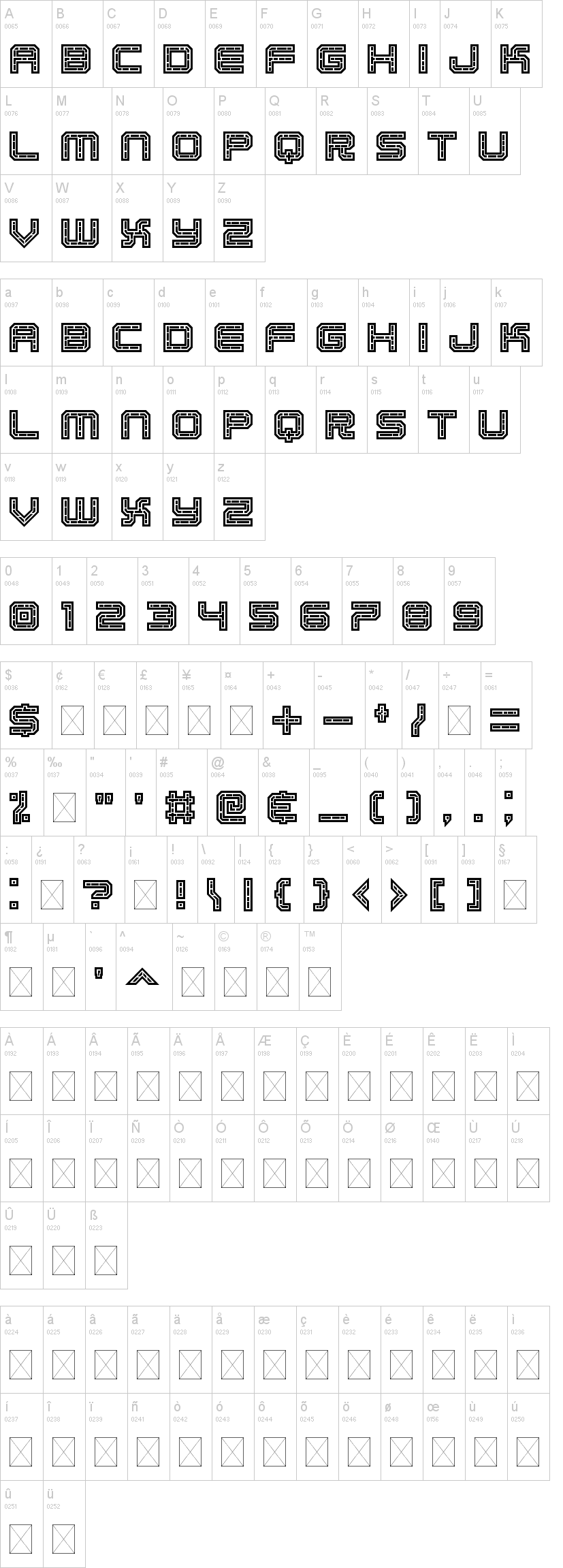 EC Bricks字符映射图