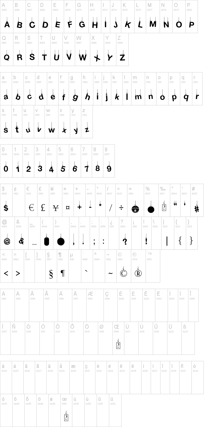 Hanging Letters字符映射图