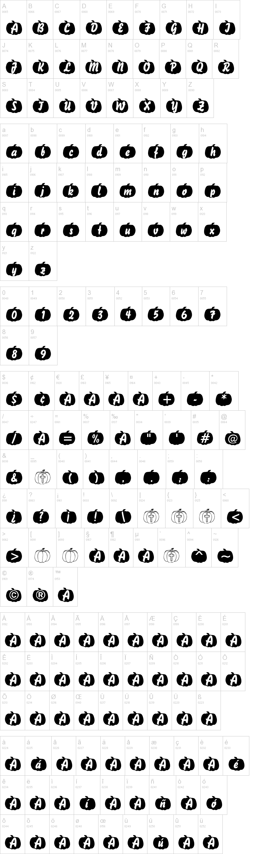 Pumpkinese字符映射图