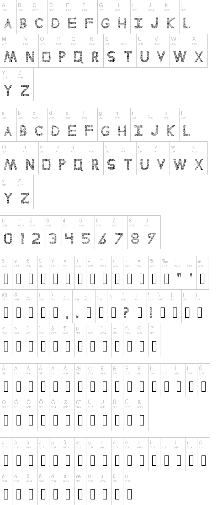 Perlines字符映射图