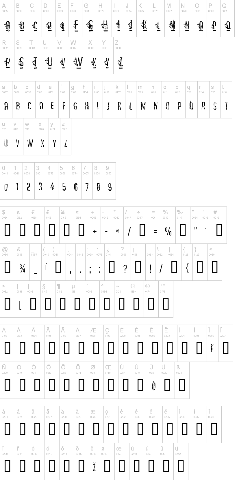 Matejo字符映射图