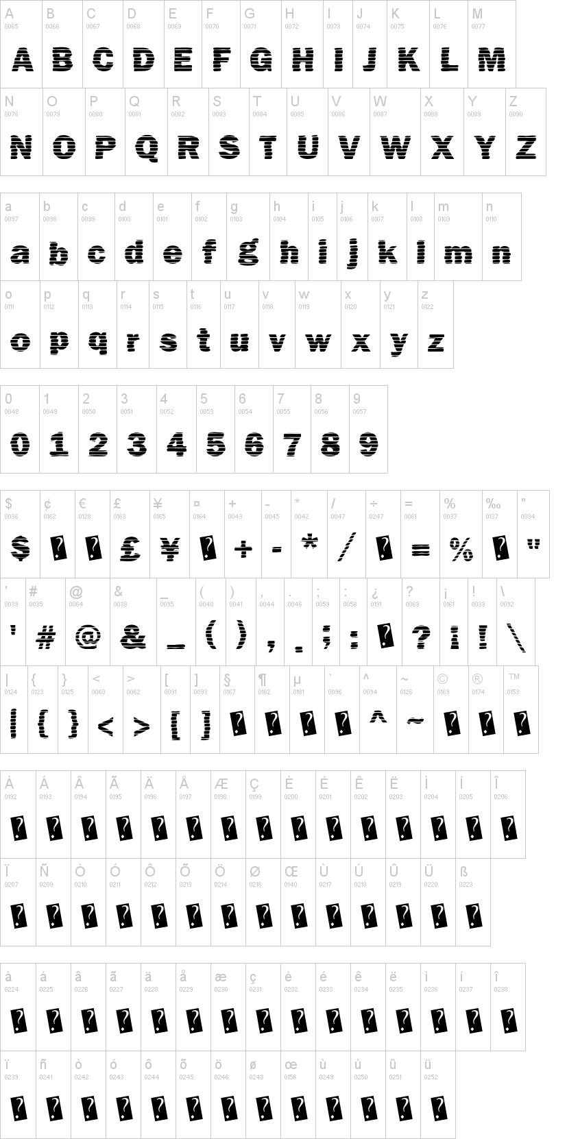 Open Bars字符映射图