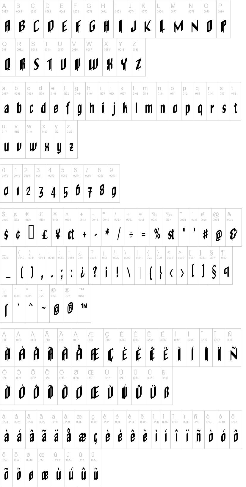 Olde Chicago字符映射图