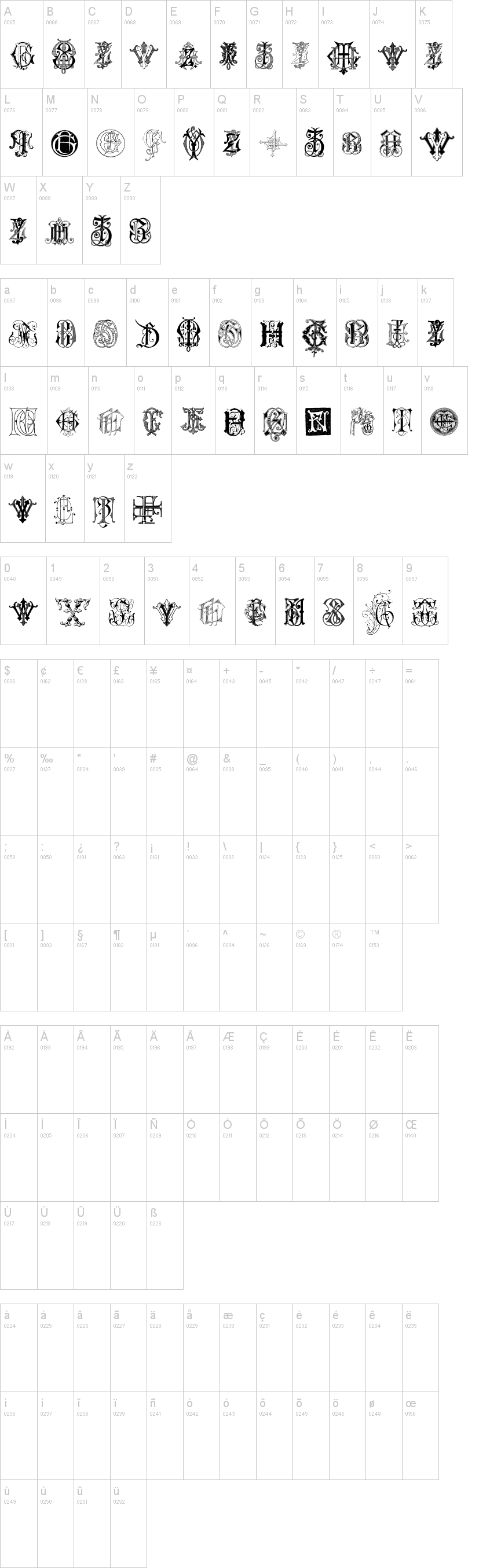 Intellecta Monograms Random Samples Seven字符映射图