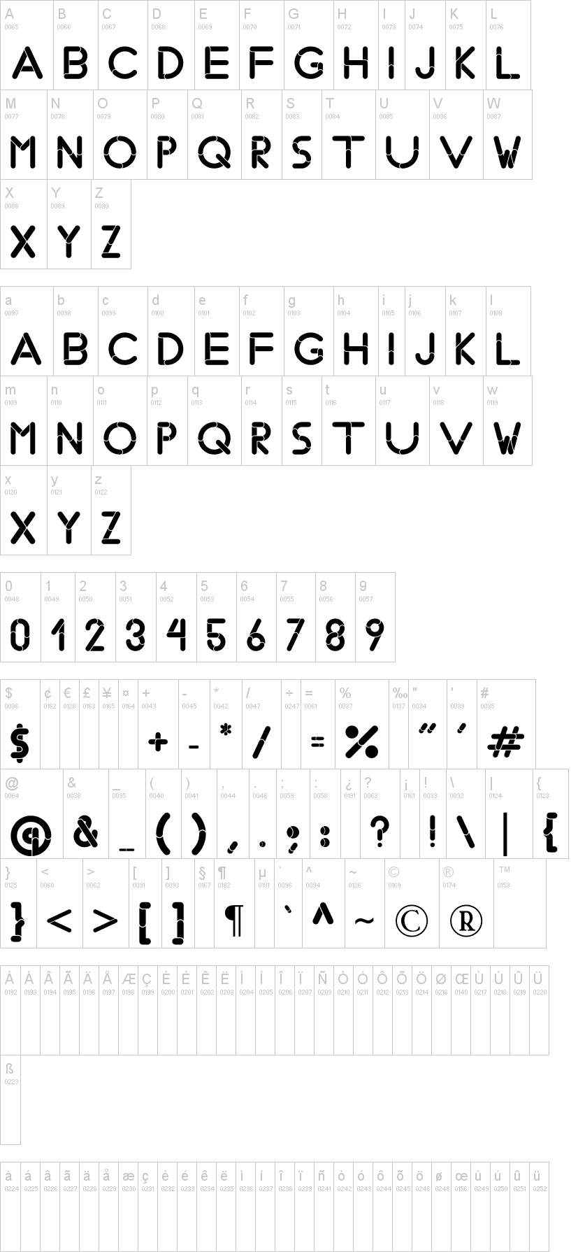 Bobz Type字符映射图