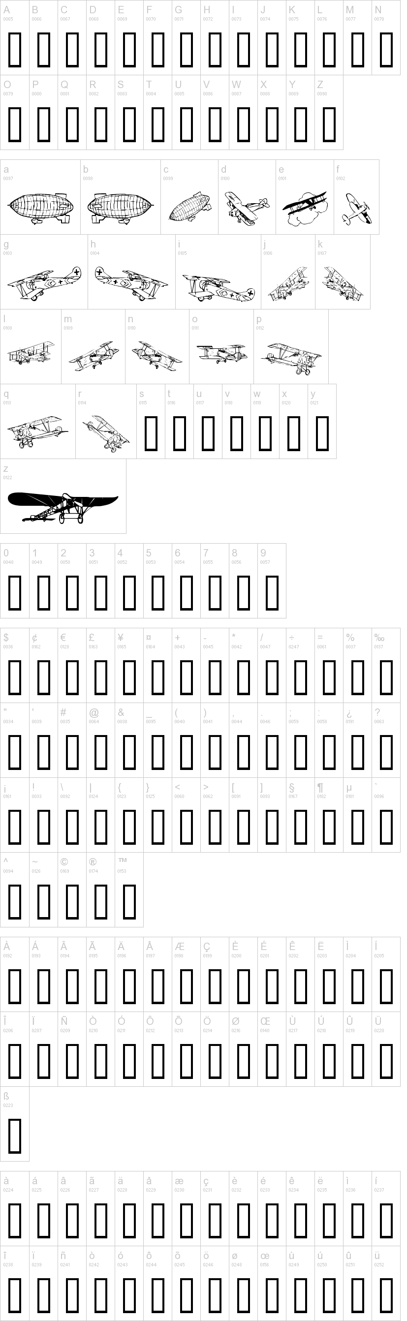 Aeroplanes字符映射图