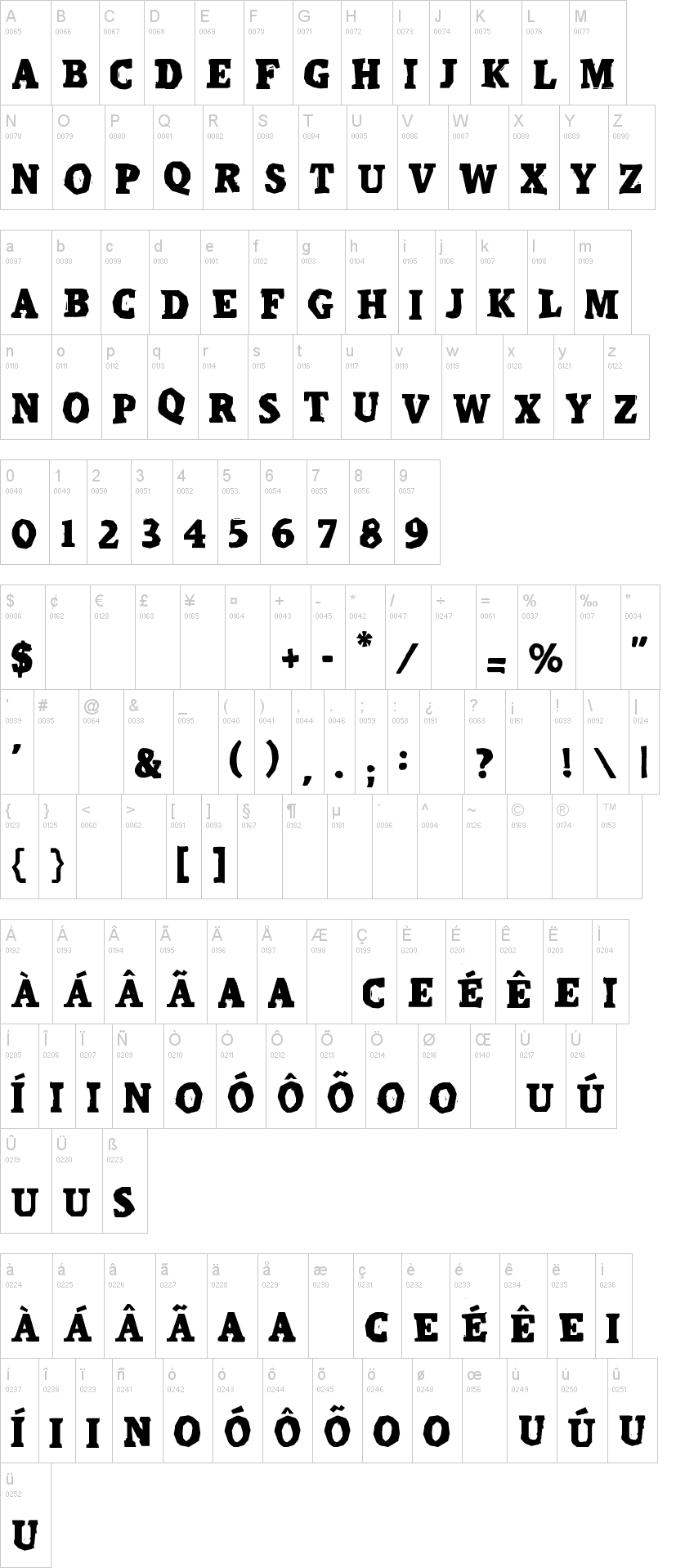 Calango Revi字符映射图
