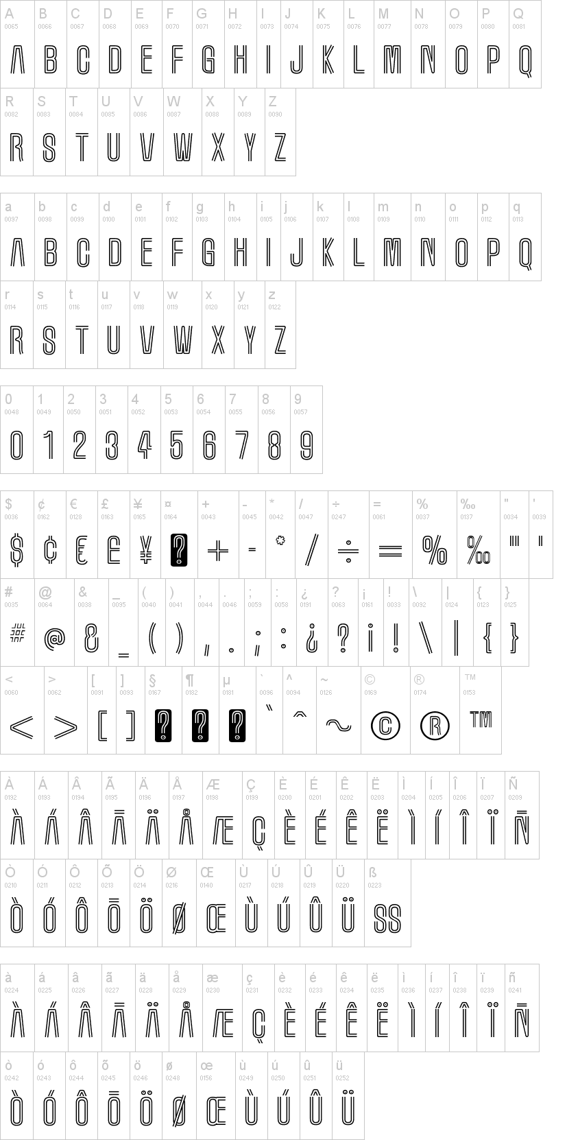 Marquee Moon字符映射图
