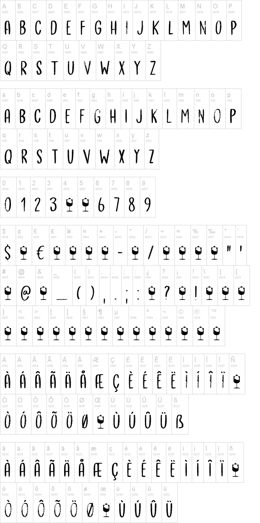 Bergie Seltzer字符映射图
