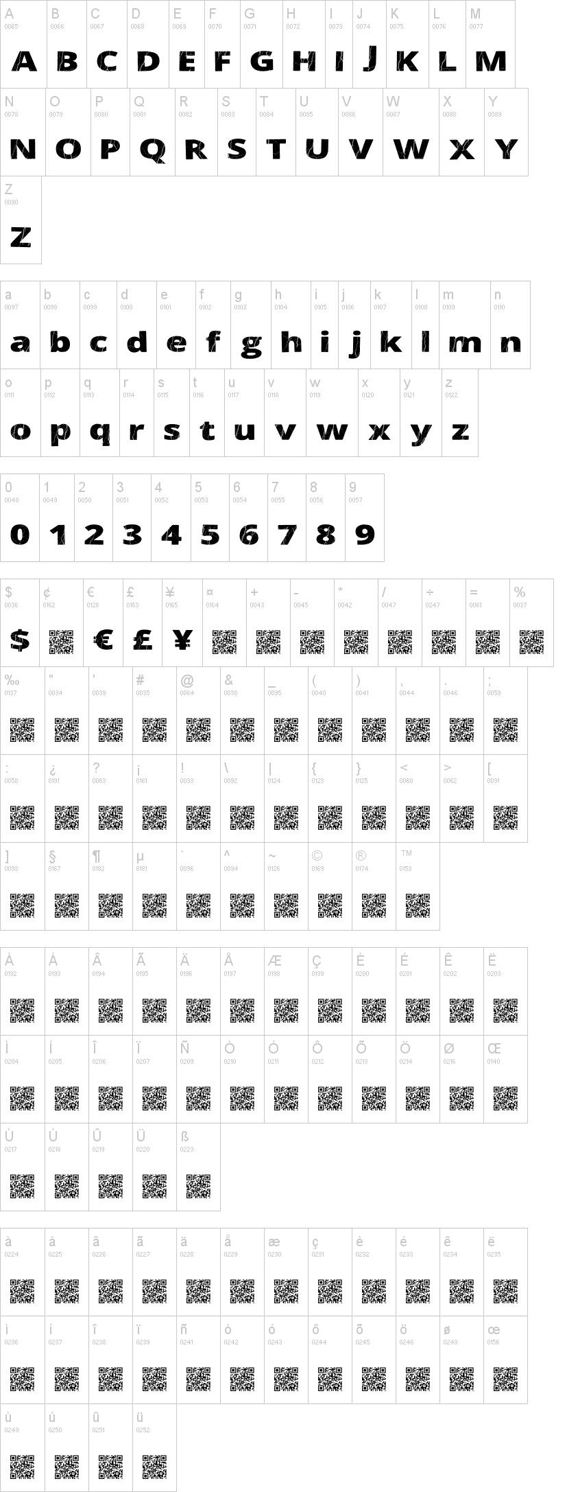 Electrical Neue字符映射图