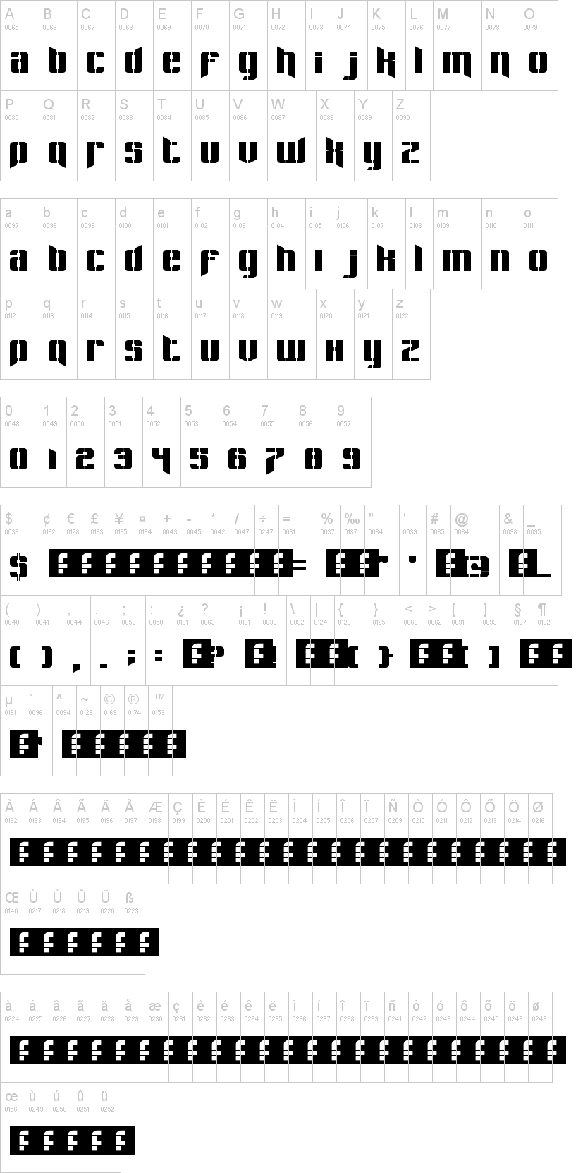 Pastcorps字符映射图