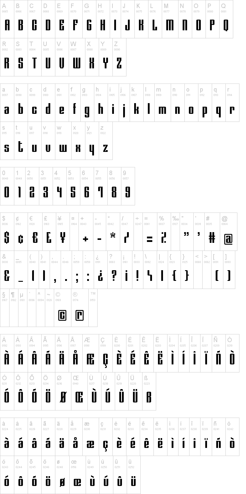 Night Train 382字符映射图