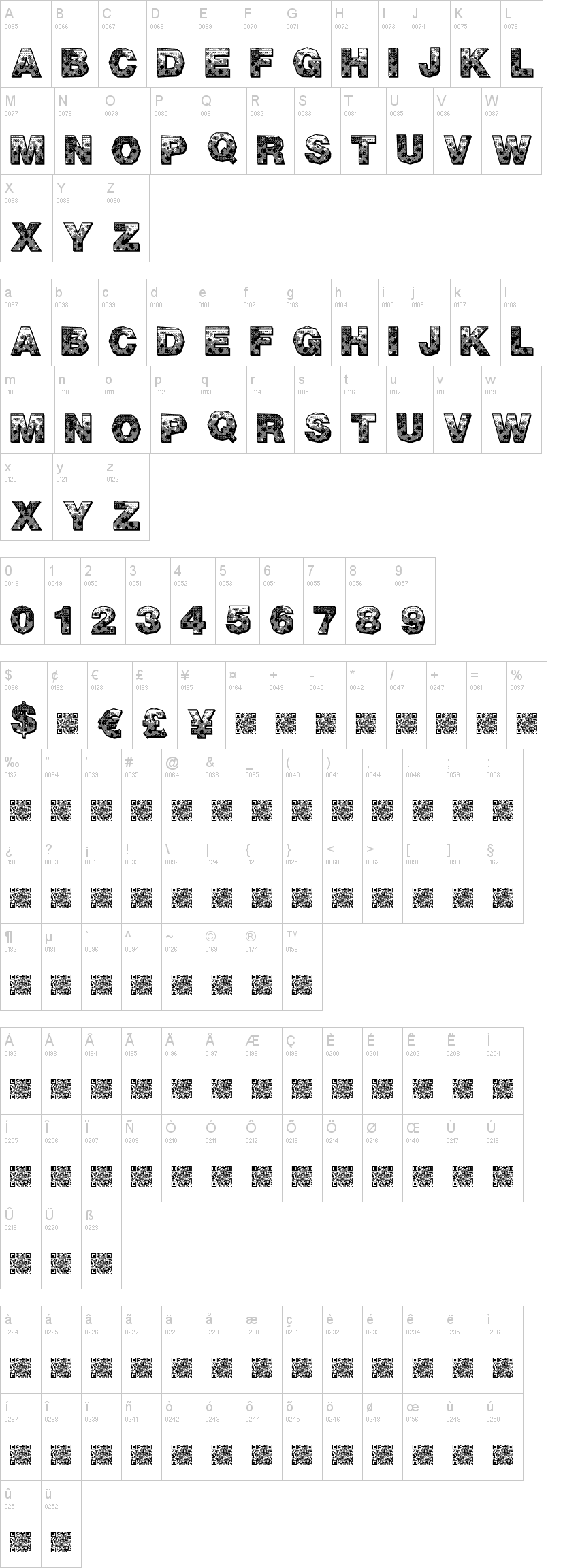 Pixel Hour字符映射图