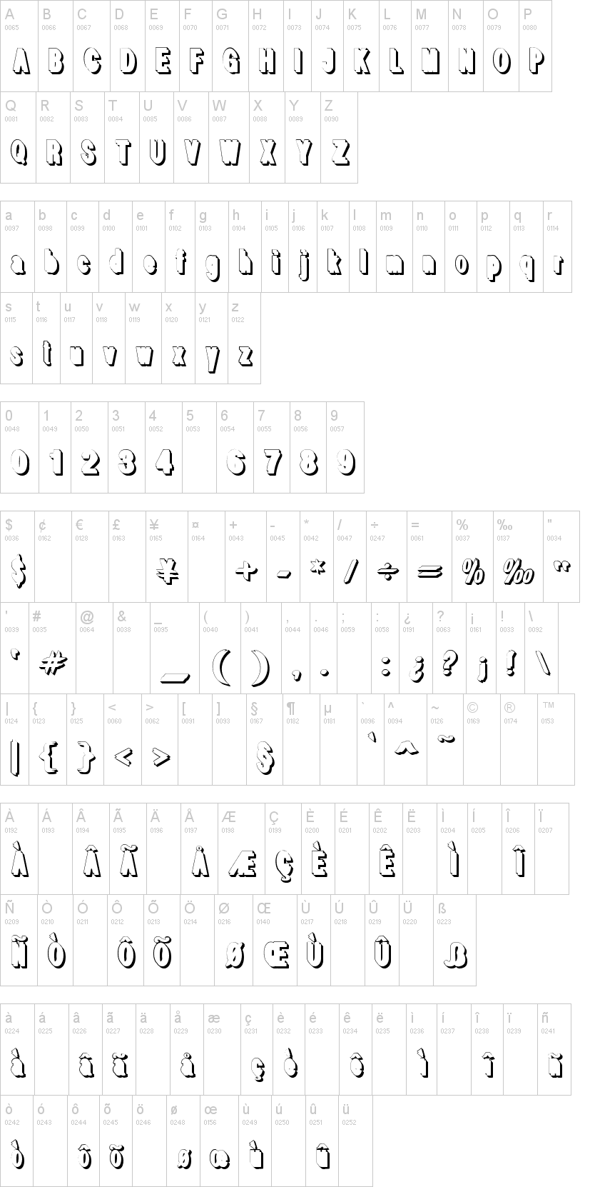 White Free字符映射图