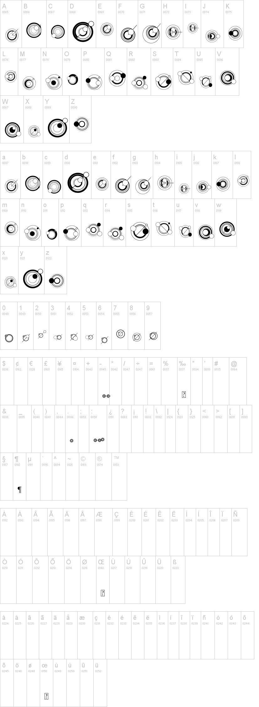WS Simple Gallifreyan字符映射图