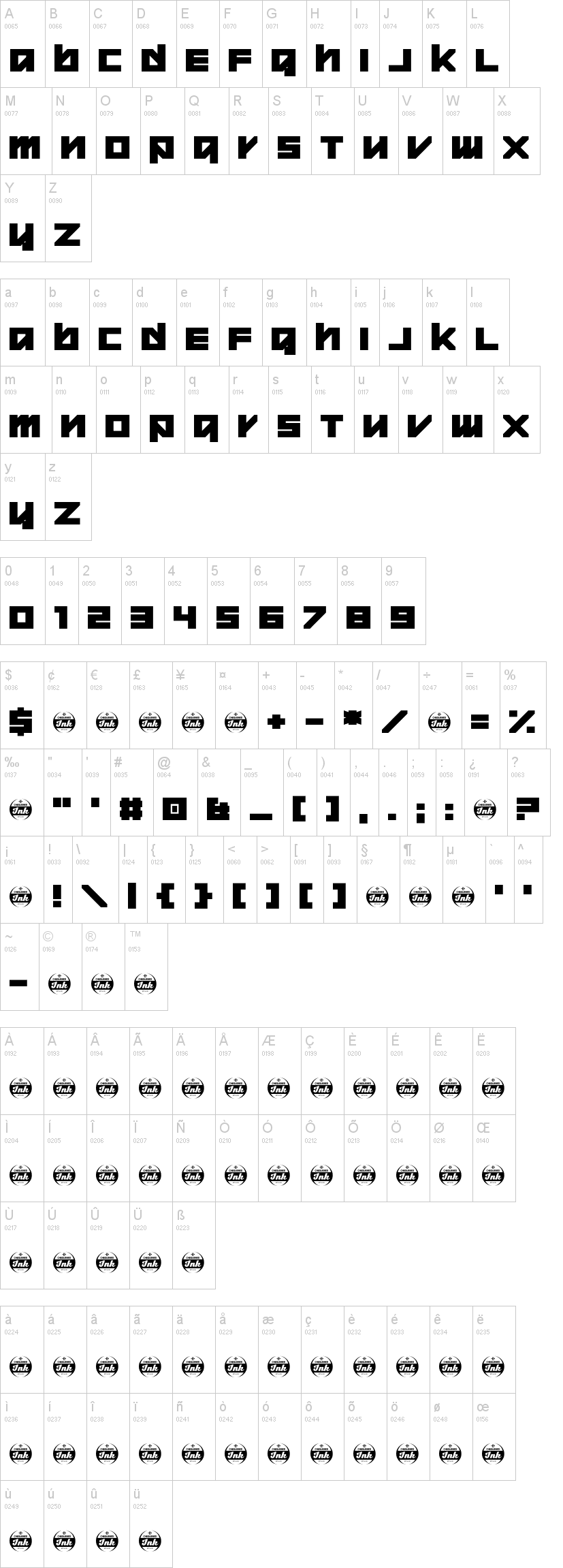 Warheed字符映射图