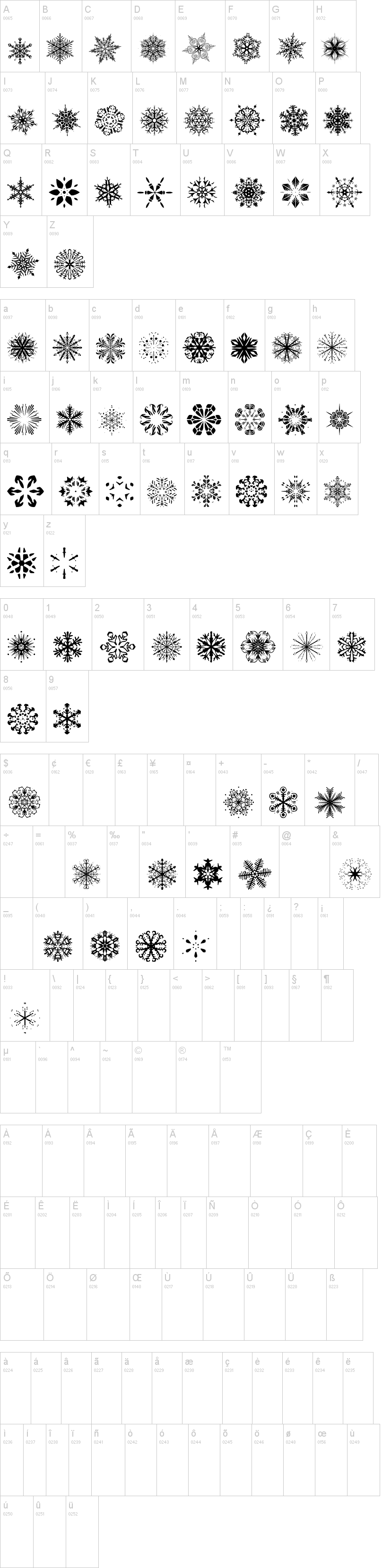 Snowflakes TFB字符映射图