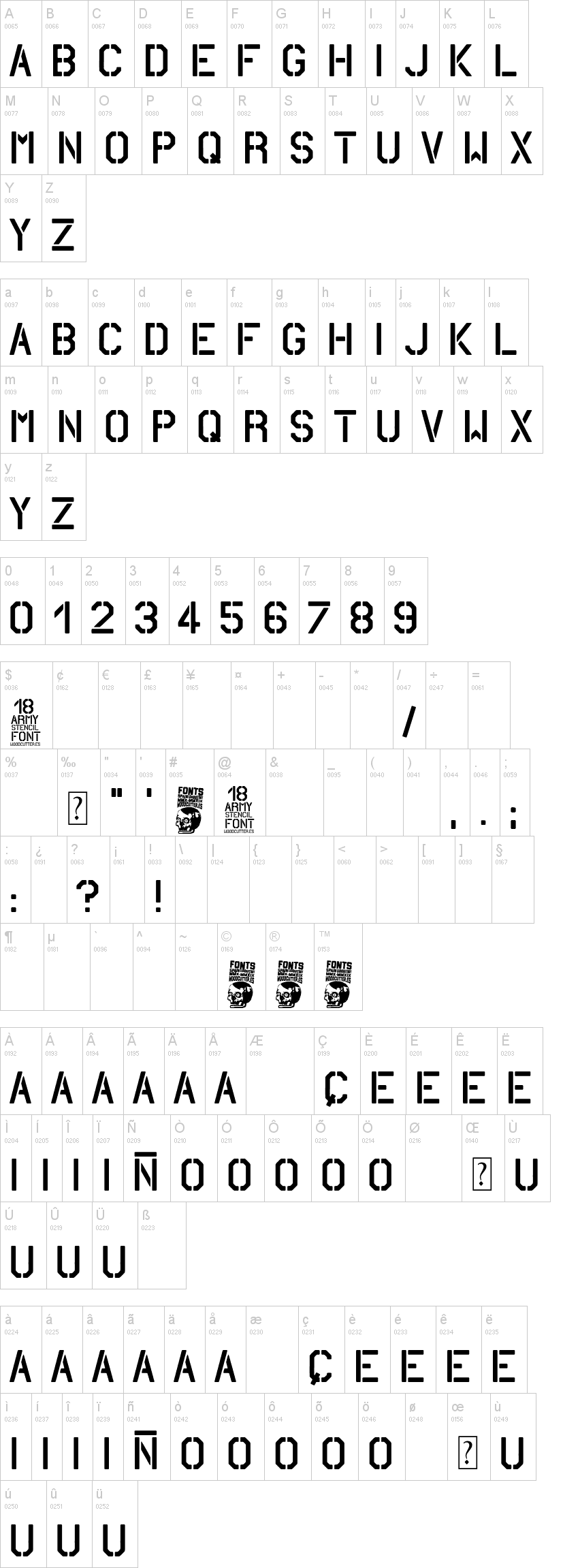 18 Army字符映射图
