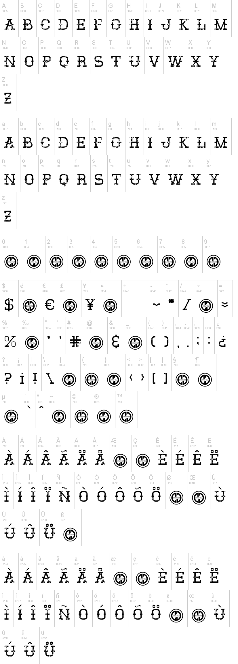 El Sancho字符映射图