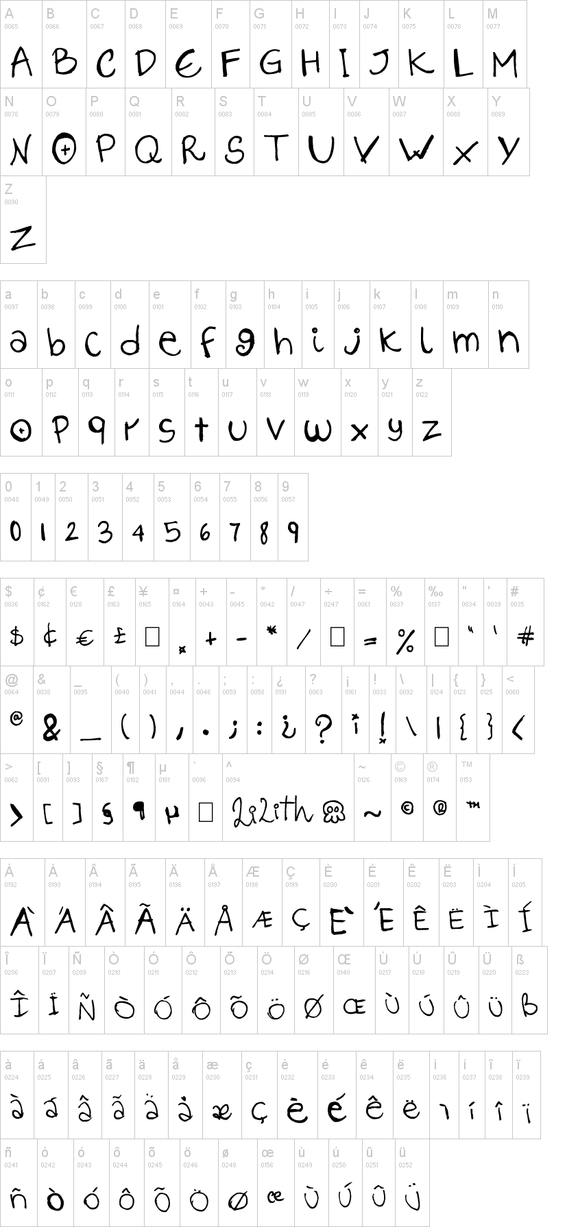 Lilith Script字符映射图
