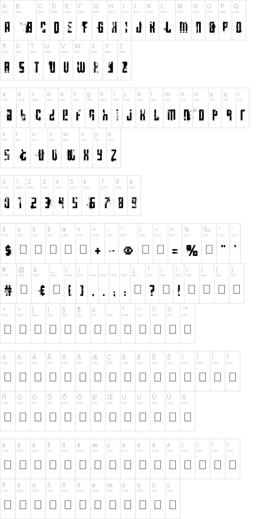 Big Bro's Watch字符映射图