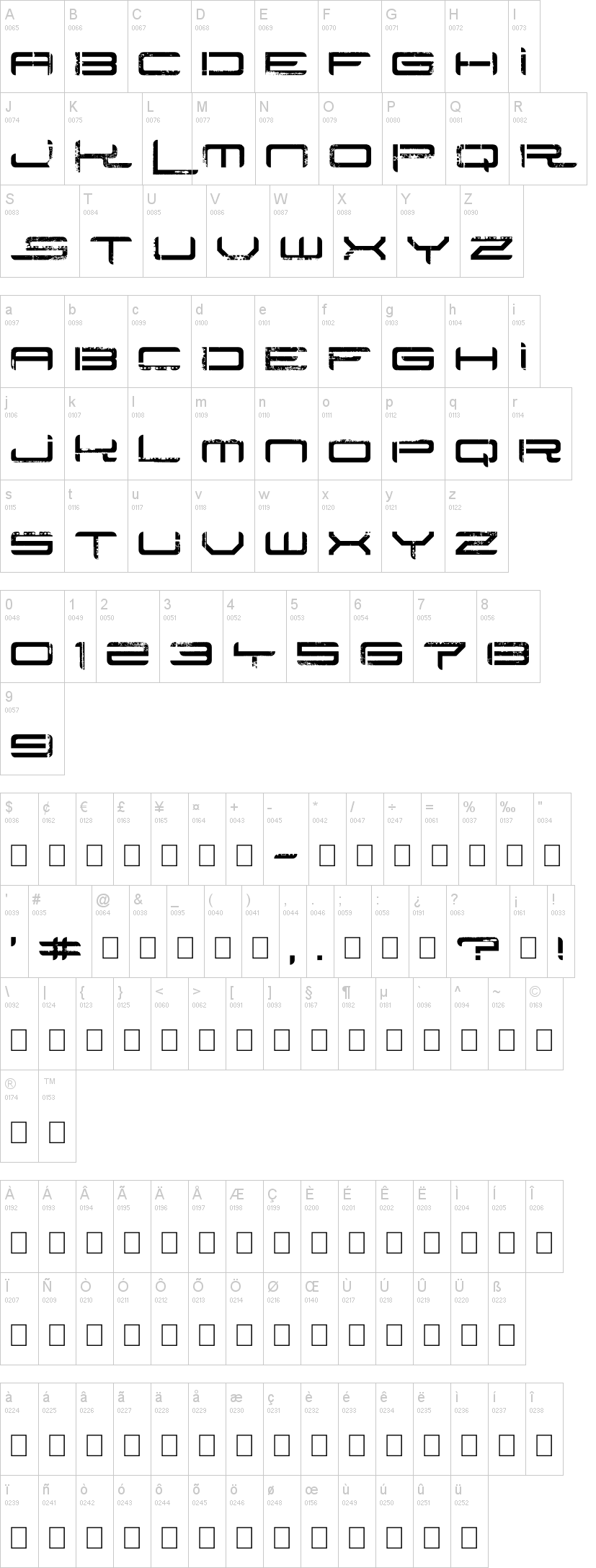 Rysky Lines字符映射图