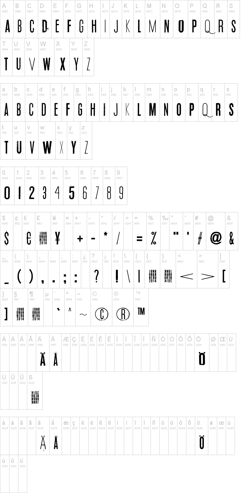 Quiet Zoo字符映射图