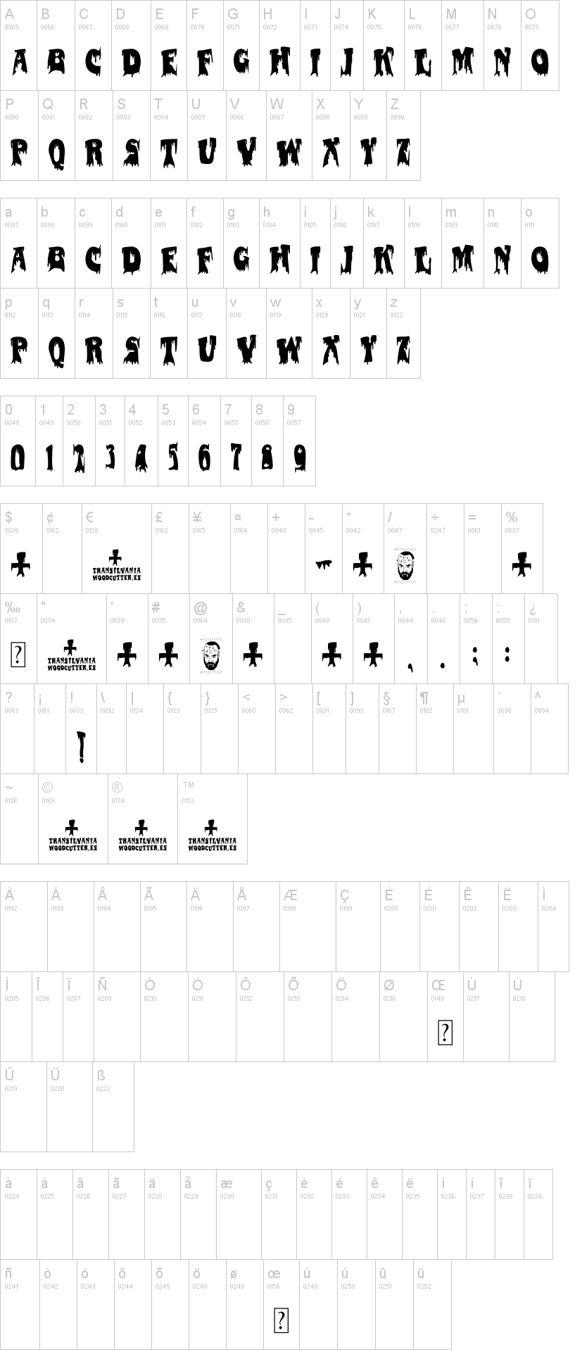Transilvania字符映射图