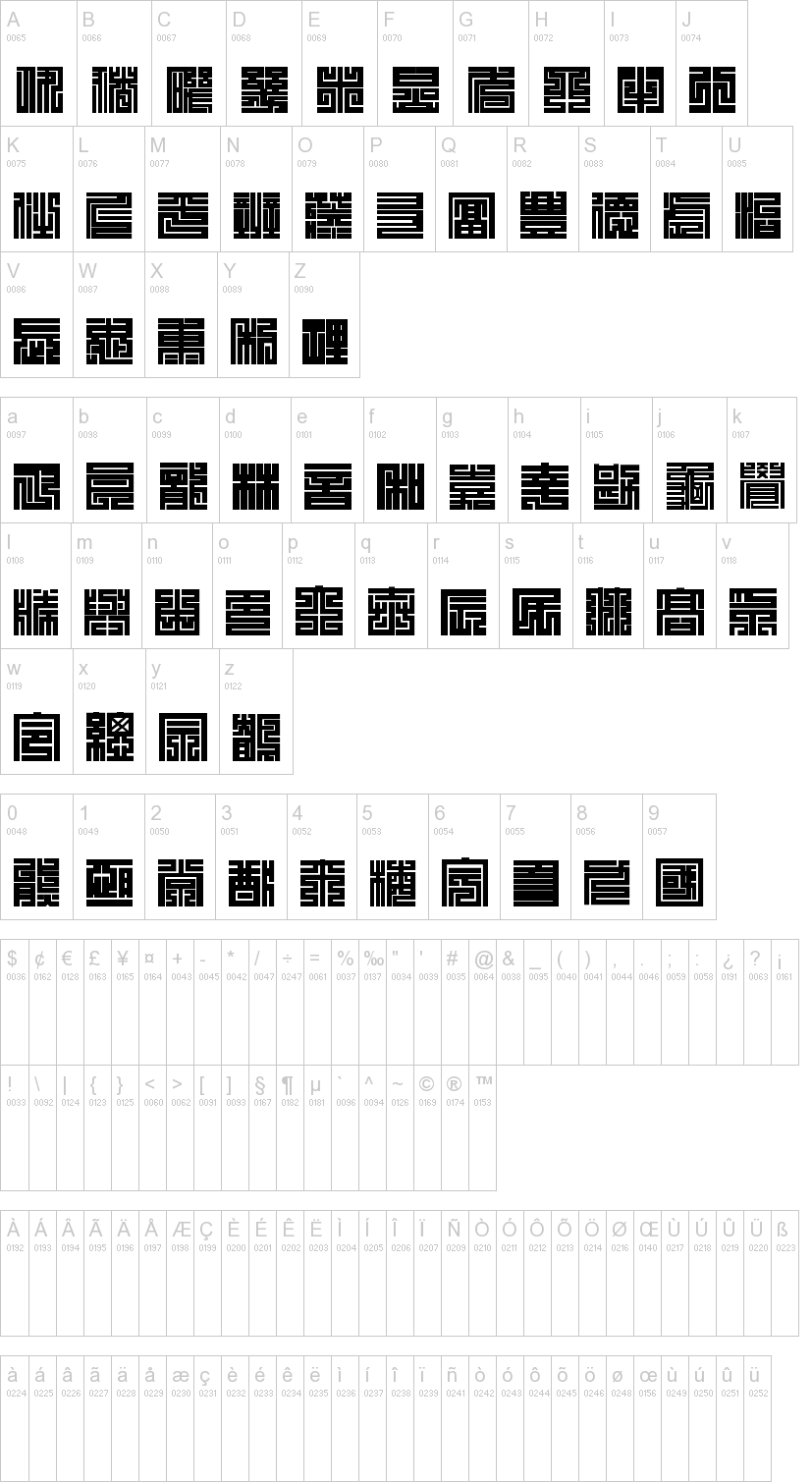 Kakuji 1字符映射图