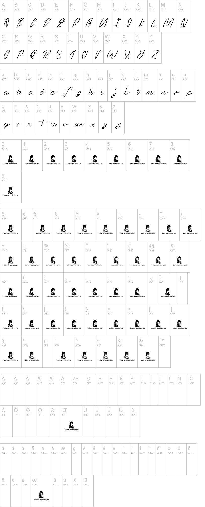 Eternal Fascination字符映射图