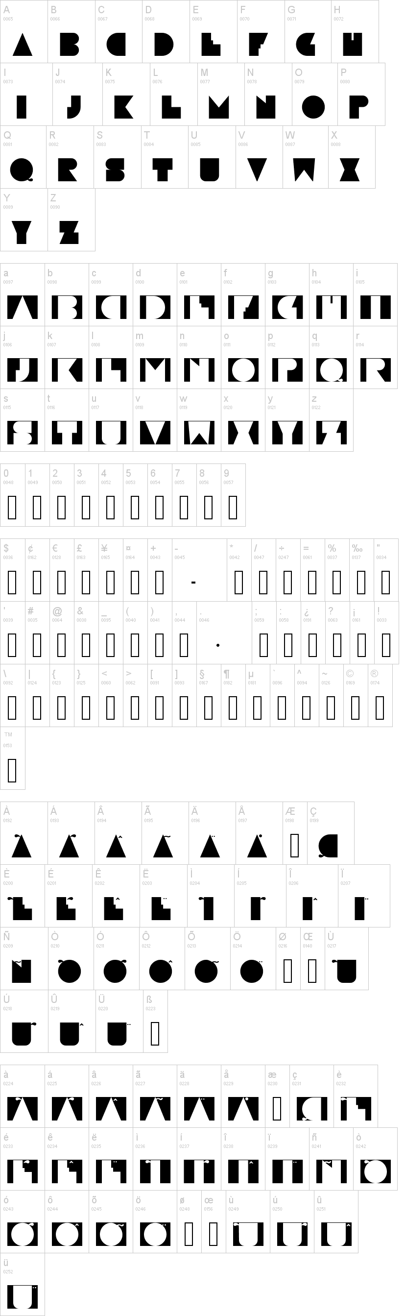 Paulistana Maraba字符映射图