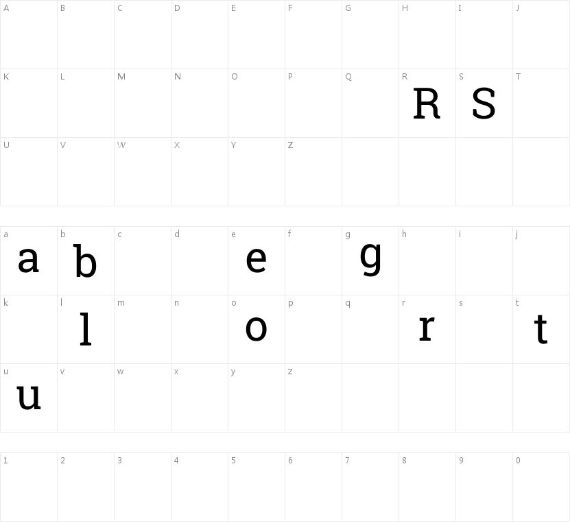 Roboto Slab Regular字符映射图