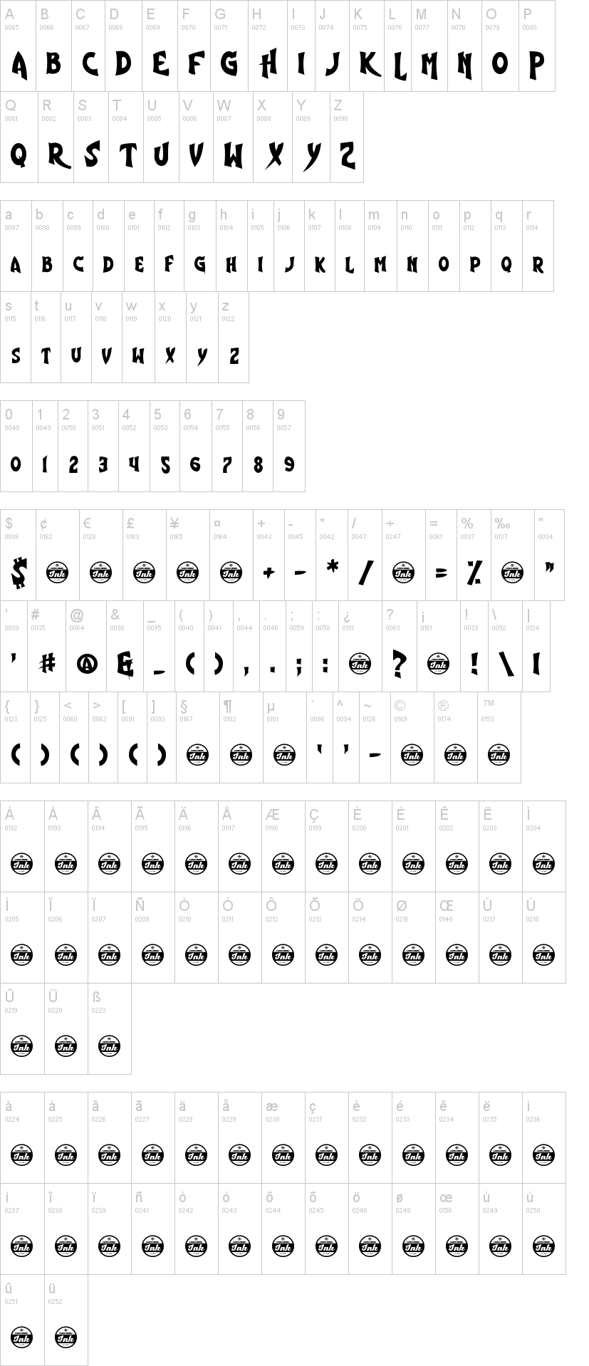 Shiny Eyes字符映射图