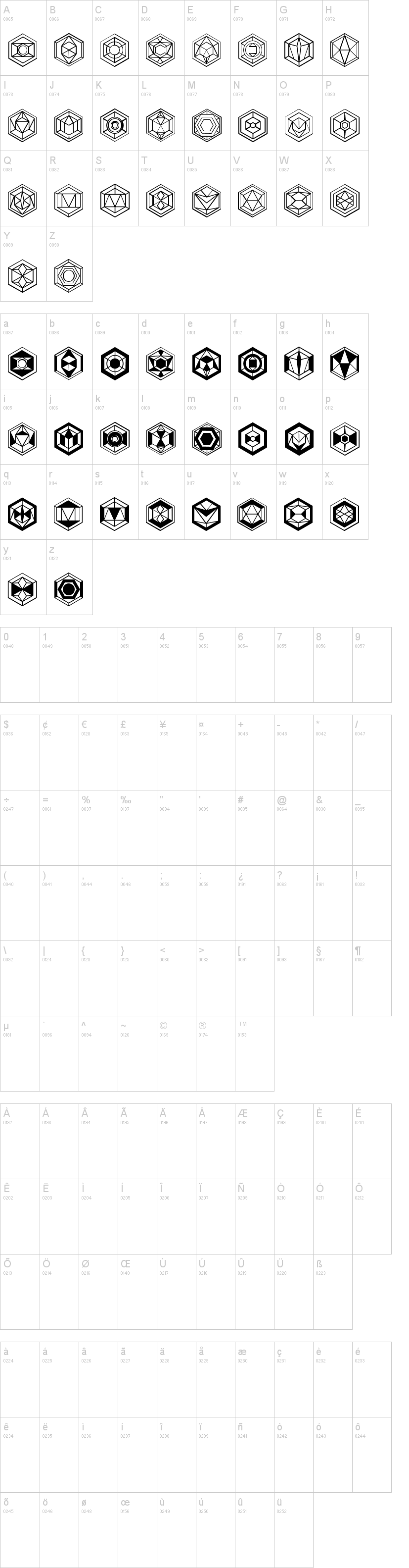 Hexagons字符映射图