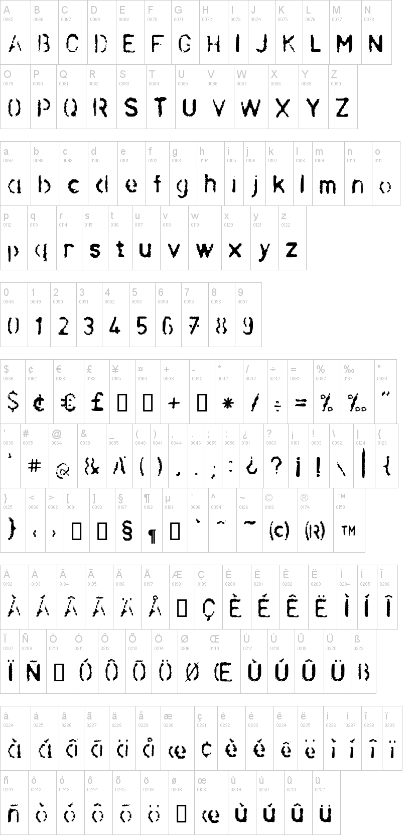 LL Pochoir字符映射图